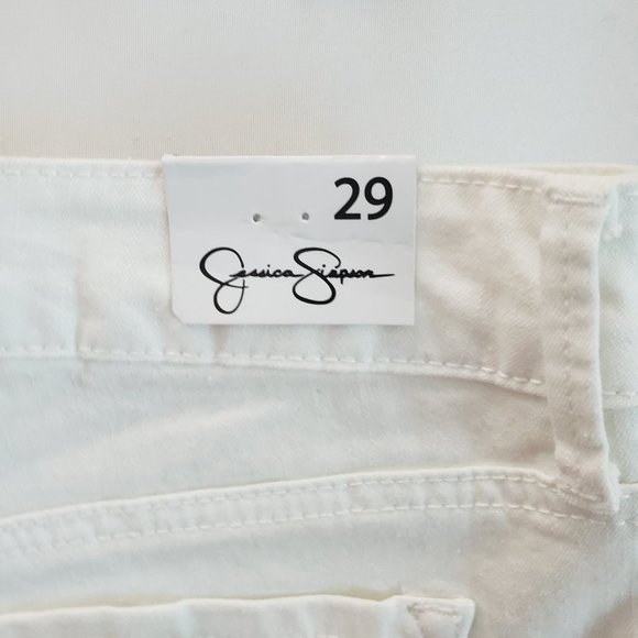 Jessica Simpson - White Jean Shorts w/ Dot Detail - Picture 6 of 7